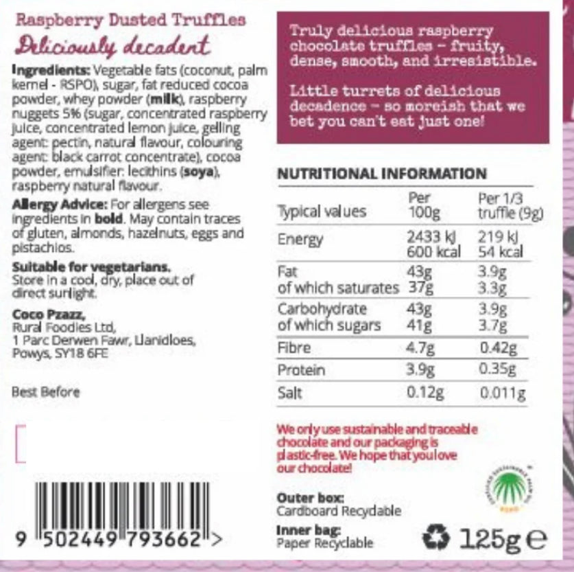 Coco Pzazz - Dusted Truffles - Raspberry