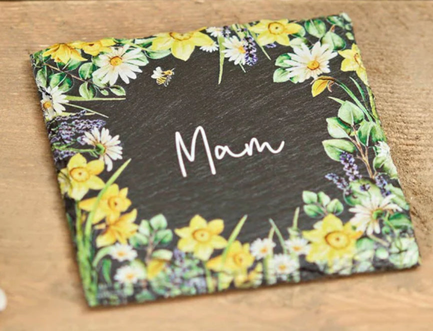 Slate Daffodil Mam Coaster