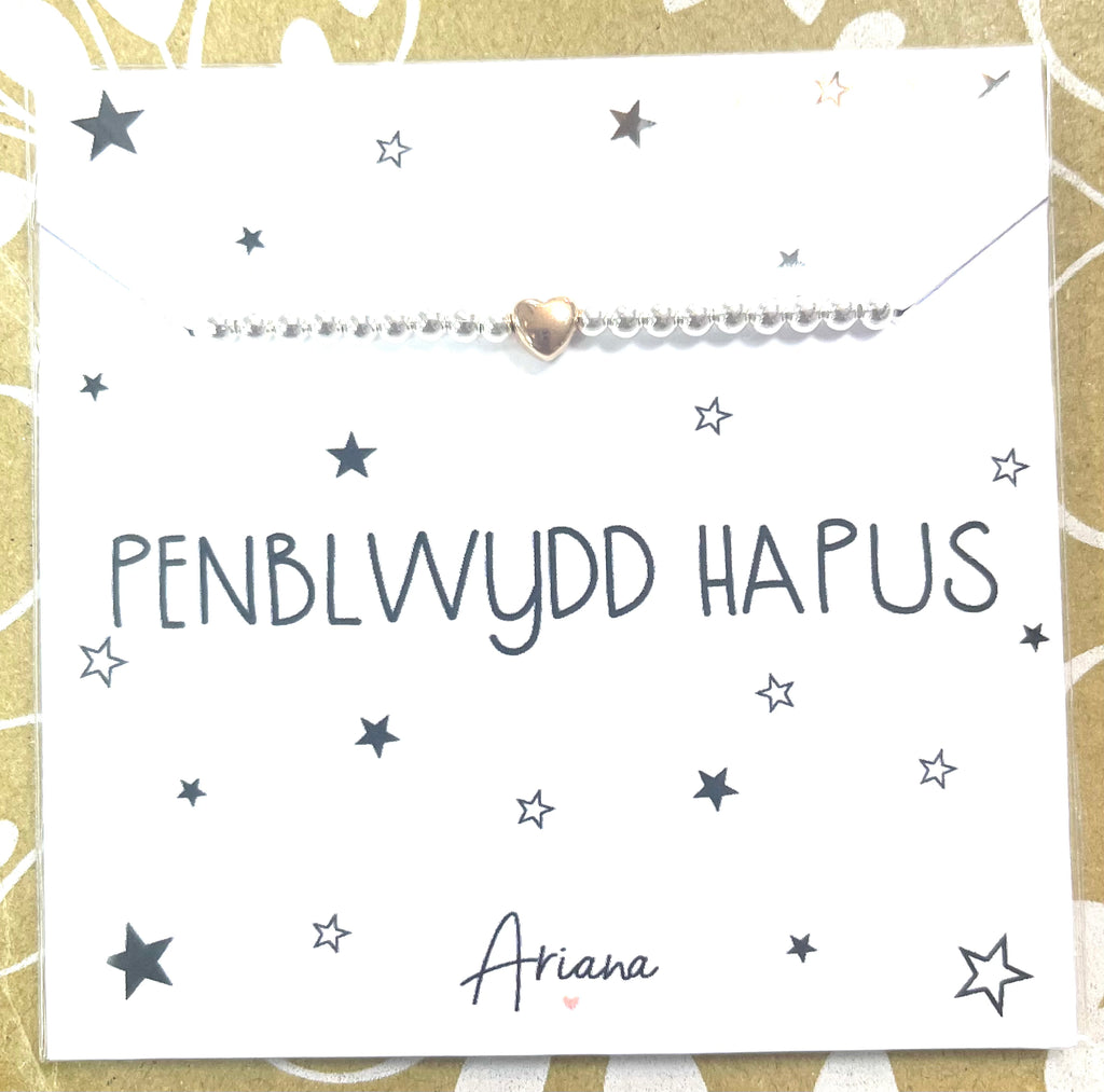 Penblwydd Hapus Rose Gold Bracelet - Handmade In Wales
